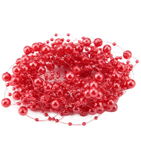 Perles Artificielles pour Pêche DIY, 10M Chaîne Rouge pour Décoration de Mariage et Fête