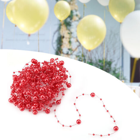 Perles de Pêche Artificielles DIY, 10M Chaîne Rouge pour Décorations de Fête et Mariage