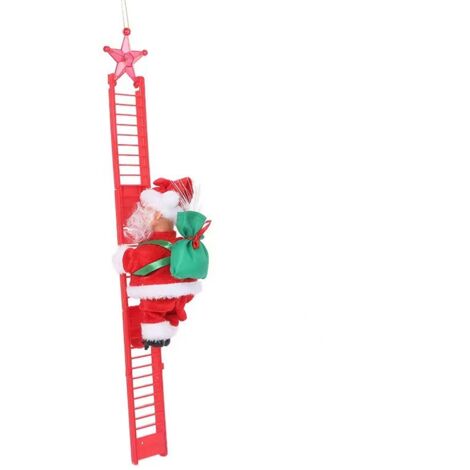 Perles d'escalade musique électrique Père Noël échelles d'escalade chariot de cerf cadeaux de Noël créatifs décorations de Noël(double échelle rouge)