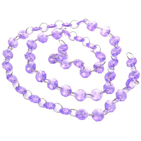 Perles en acrylique octogonales 1m pour décoration de mariage, Noël et fêtes (Violet)