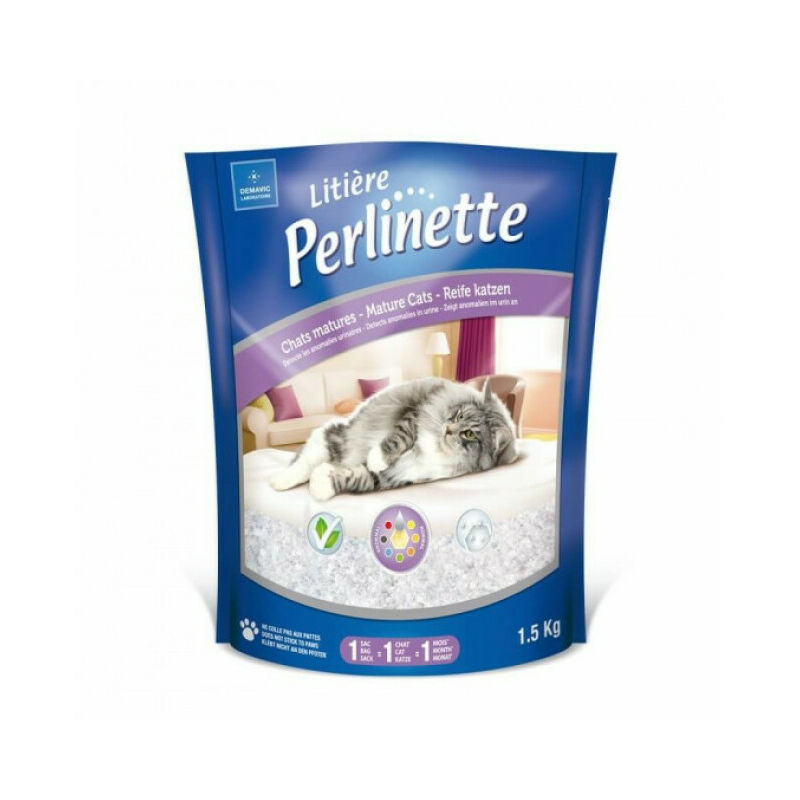 Perlinette - Litière silice pour chat mature Sac 1,5 kg