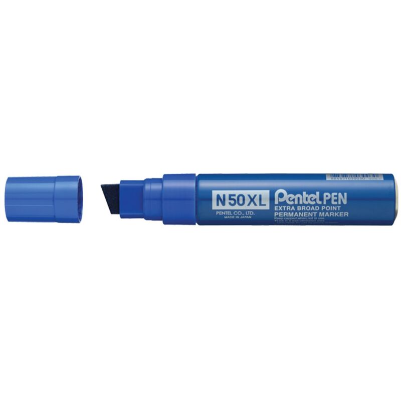 Pentel - N50XL Permanent Marker Jumbo Chisel Tip 17mm Line Blue (Pack 6)