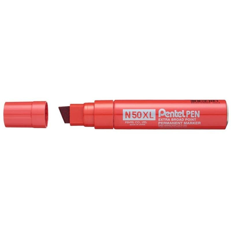 Pentel - N50XL Permanent Marker Jumbo Chisel Tip 17mm Line Red (Pack 6) - Red