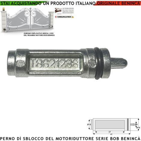 Perno 9686876 Sblocco di Emergenza Inserito Nel Motore BOB della Benincà Tramite Leva Libera il Cancello in Mancanza di Rete Elettrica Cilindro in Fusione di Alluminio Brucola Per Aggancio Leva Chiave