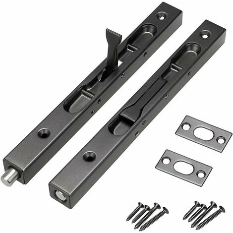 Perno al ras de la puerta de 2 piezas, Perno de puerta oculto, Pestillo de puerta oculto, Perno al ras de la puerta para puertas compuestas, puertas de madera, puertas dobles (negro)