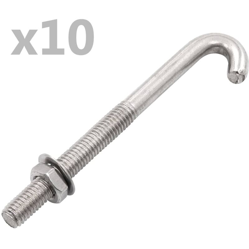 

Perno de anclaje en J con tuerca y arandela 25 sets M8x100 mm - Plateado