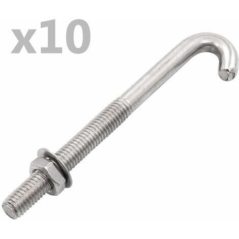 Perno de anclaje en J con tuerca y arandela 25 sets M8x100 mm vidaXL