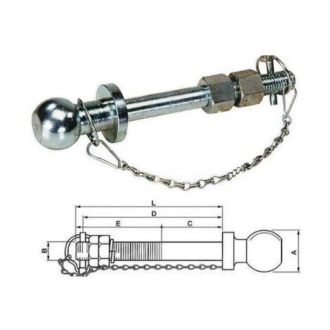 Perno di traino a sfera non omologato ø25x190mm