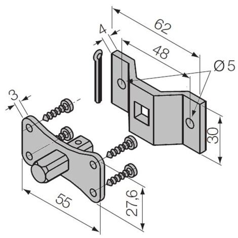 Perno Quadro 10 Mm - Staffa NICE 525.10012/AX