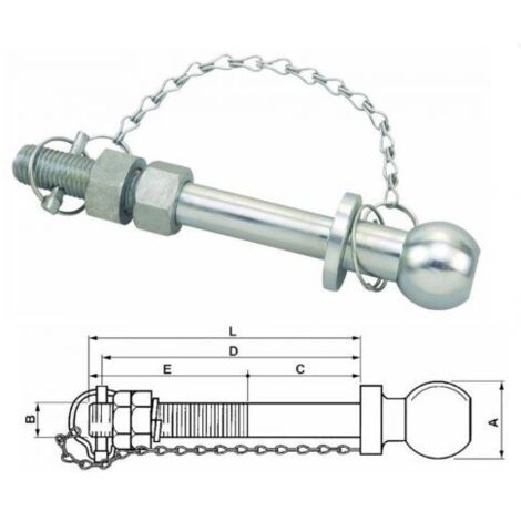 Perno traino a sfera zincato ø22x190mm