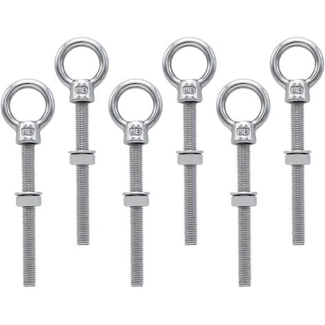 Pernos de ojo M8 x 80 mm, tornillos de anillo M8 con rosca métrica, acero inoxidable para fijación y suspensión, 6 piezas