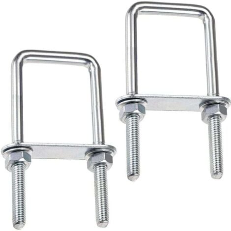 ODIPIE Pernos en U cuadrados de acero inoxidable de 60 x 120 mm, M8 con tuerca y arandela para placa de marco, para fijar tablones y tuberías (60 x 120 mm)
