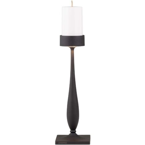 Perpetua Lampe de table baroque sans fil en aluminium moulé sous pression, finition noire, module LED, batterie remplaçable et variateur tactile
