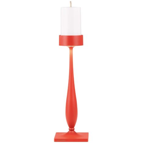 Perpetua Lampe de Table Baroque Sans Fil LED en Aluminium Rouge avec Tige Façonnée, Batterie Amovible, Gradable et Indice de Protection IP54