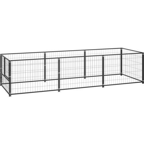 Perrera acero 3 m² negra vidaXL