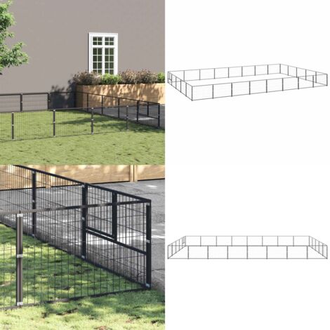 Perrera acero 40 m² negra - Perrera al aire libre - Perrera para perros