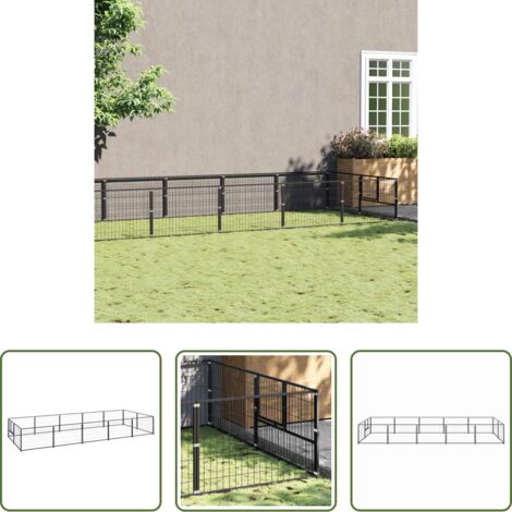 Perrera al aire libre -  Perrera acero 10 m² negra