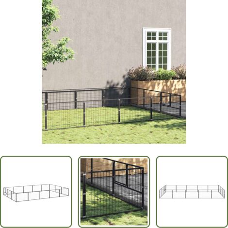 Perrera al aire libre -  Perrera acero 15 m² negra
