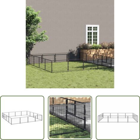 Perrera al aire libre -  Perrera acero 16 m² negra