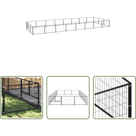Perrera al aire libre -  Perrera acero 24 m² negra