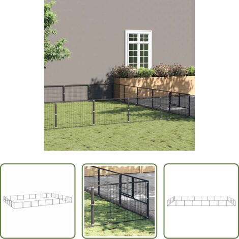 Perrera al aire libre -  Perrera acero 40 m² negra