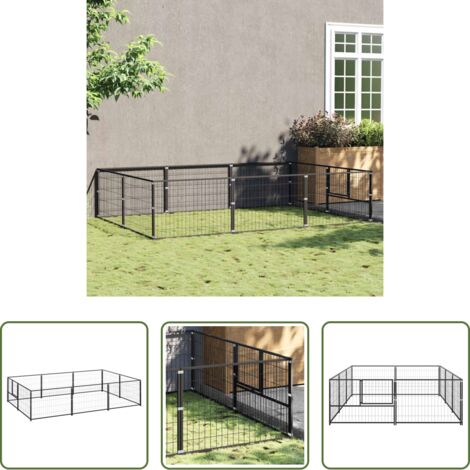 Perrera al aire libre -  Perrera acero 6 m² negra