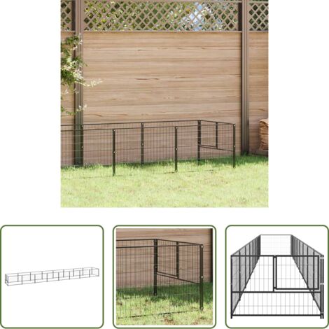 Perrera al aire libre -  Perrera acero 8 m² negra