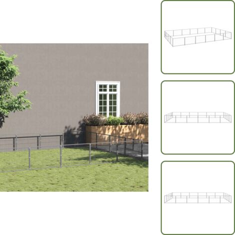 Perrera al aire libre - vidaXL Perrera plateada 24 m² acero - Perrera con cable
