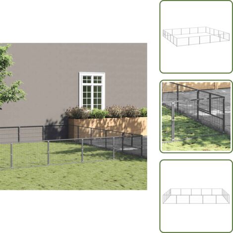 Perrera al aire libre - vidaXL Perrera plateada 25 m² acero - Perrera con cable