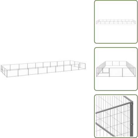 Perrera al aire libre - vidaXL Perrera plateada 27 m² acero - Perrera con cable