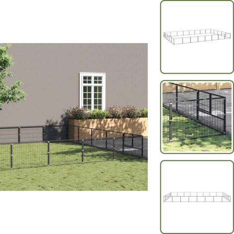 Perrera de 40 m² - vidaXL Perrera acero 40 m² negra - Perrera con cable