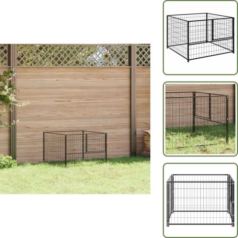 Perrera de acero negro - vidaXL Perrera de acero negro 100x100x70 cm - Perrera con puerta segura