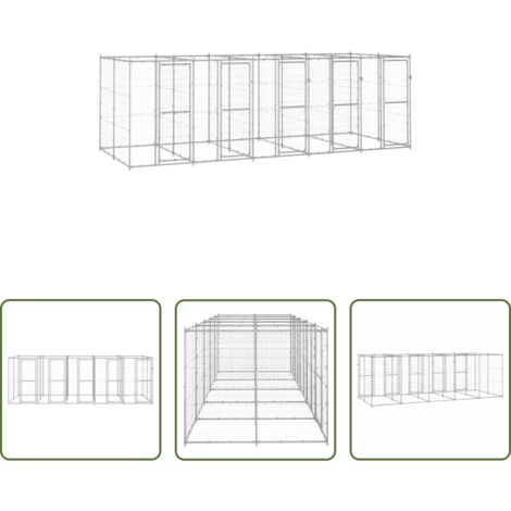 Perrera de acero -  Perrera de exterior de acero galvanizado 12,1 m²