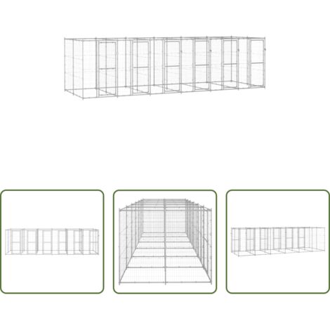 Perrera de acero -  Perrera de exterior de acero galvanizado 14,52 m²