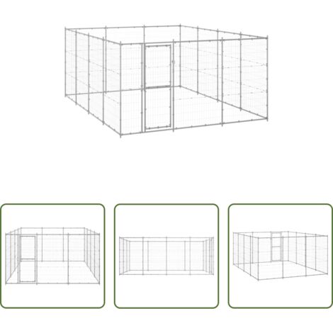 Perrera de acero -  Perrera de exterior de acero galvanizado 14,52 m²