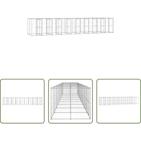 Perrera de acero -  Perrera de exterior de acero galvanizado 21,78 m²