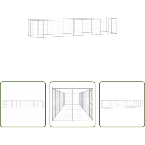 Perrera de acero -  Perrera de exterior de acero galvanizado 21,78 m²