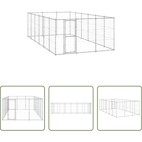 Perrera de acero -  Perrera de exterior de acero galvanizado 21,78 m²