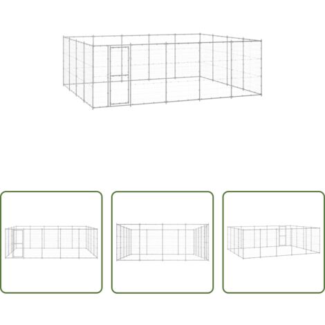 Perrera de acero -  Perrera de exterior de acero galvanizado 24,2 m²