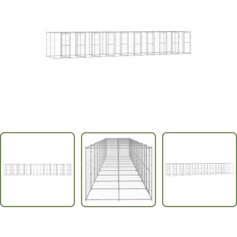 Perrera de acero -  Perrera de exterior de acero galvanizado 24,2 m²