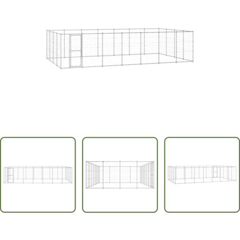 Perrera de acero -  Perrera de exterior de acero galvanizado 33,88 m²