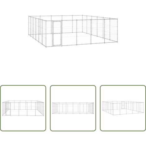 Perrera de acero -  Perrera de exterior de acero galvanizado 36,3 m²