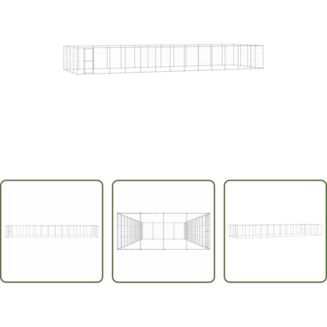 Perrera de acero -  Perrera de exterior de acero galvanizado 53,24 m²