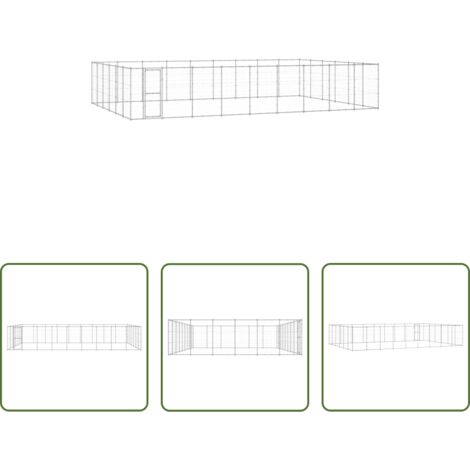 Perrera de acero -  Perrera de exterior de acero galvanizado 65,34 m²