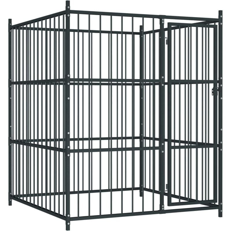 

vidaXL Perrera de exterior 150x150x185 cm - Negro