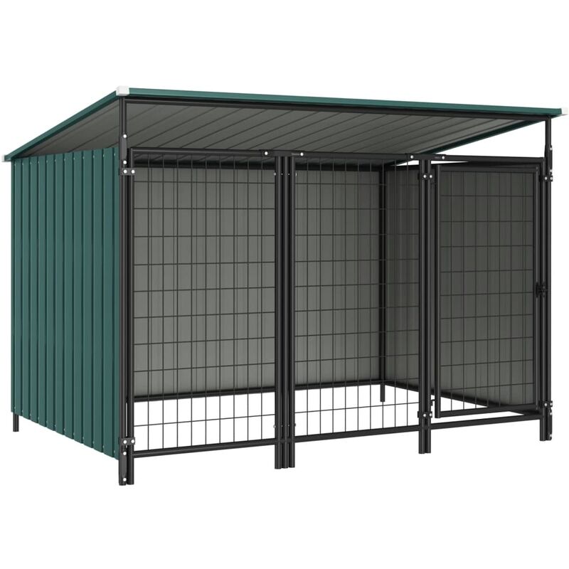

vidaXL Perrera de exterior 193x133x116 cm - Verde