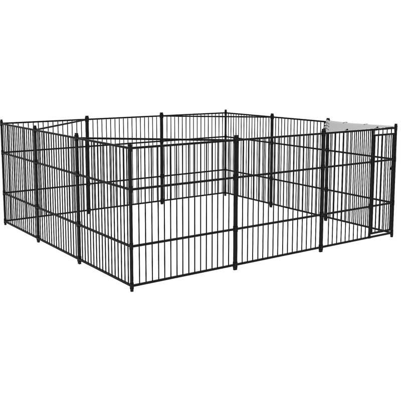 

vidaXL Perrera de exterior 5x5x2 m - Negro