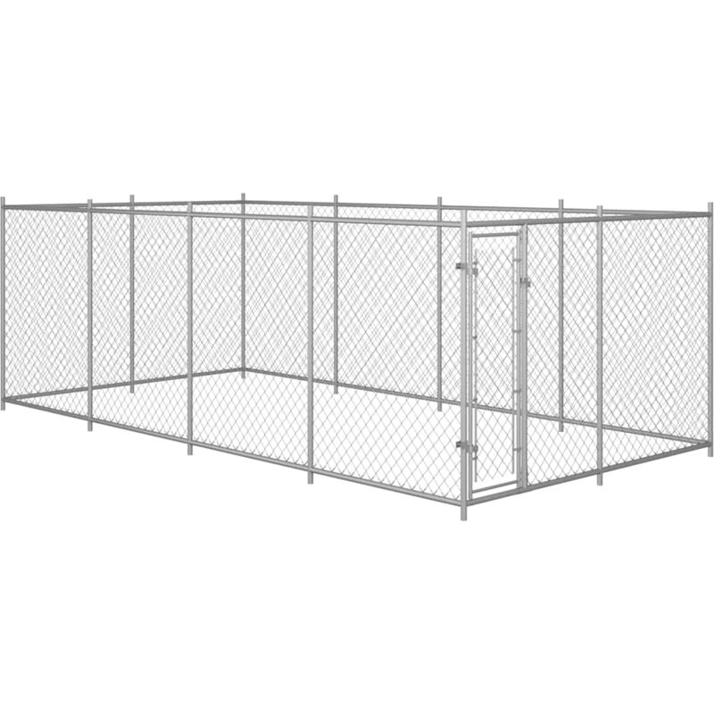 

vidaXL Perrera de exterior 8x4x2 m - Plateado