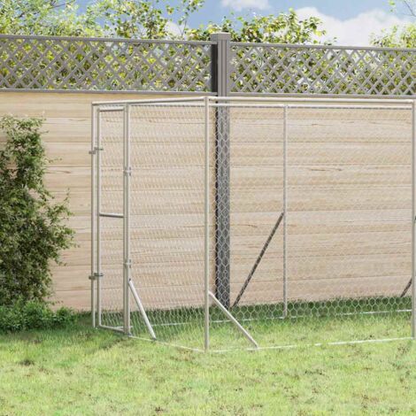 Perrera de exterior acero galvanizado plateado 2x14x2 m