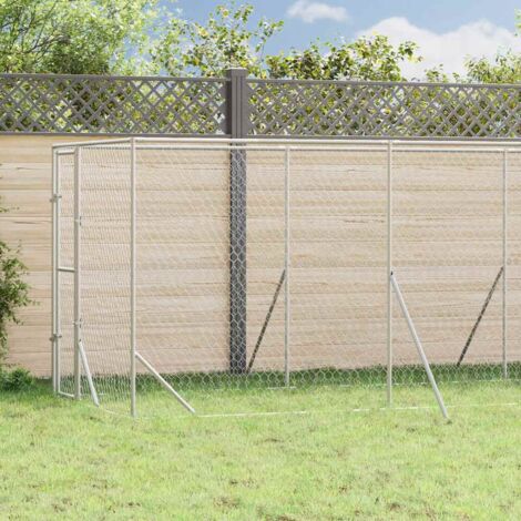 Perrera de exterior acero galvanizado plateado 2x6x2 m